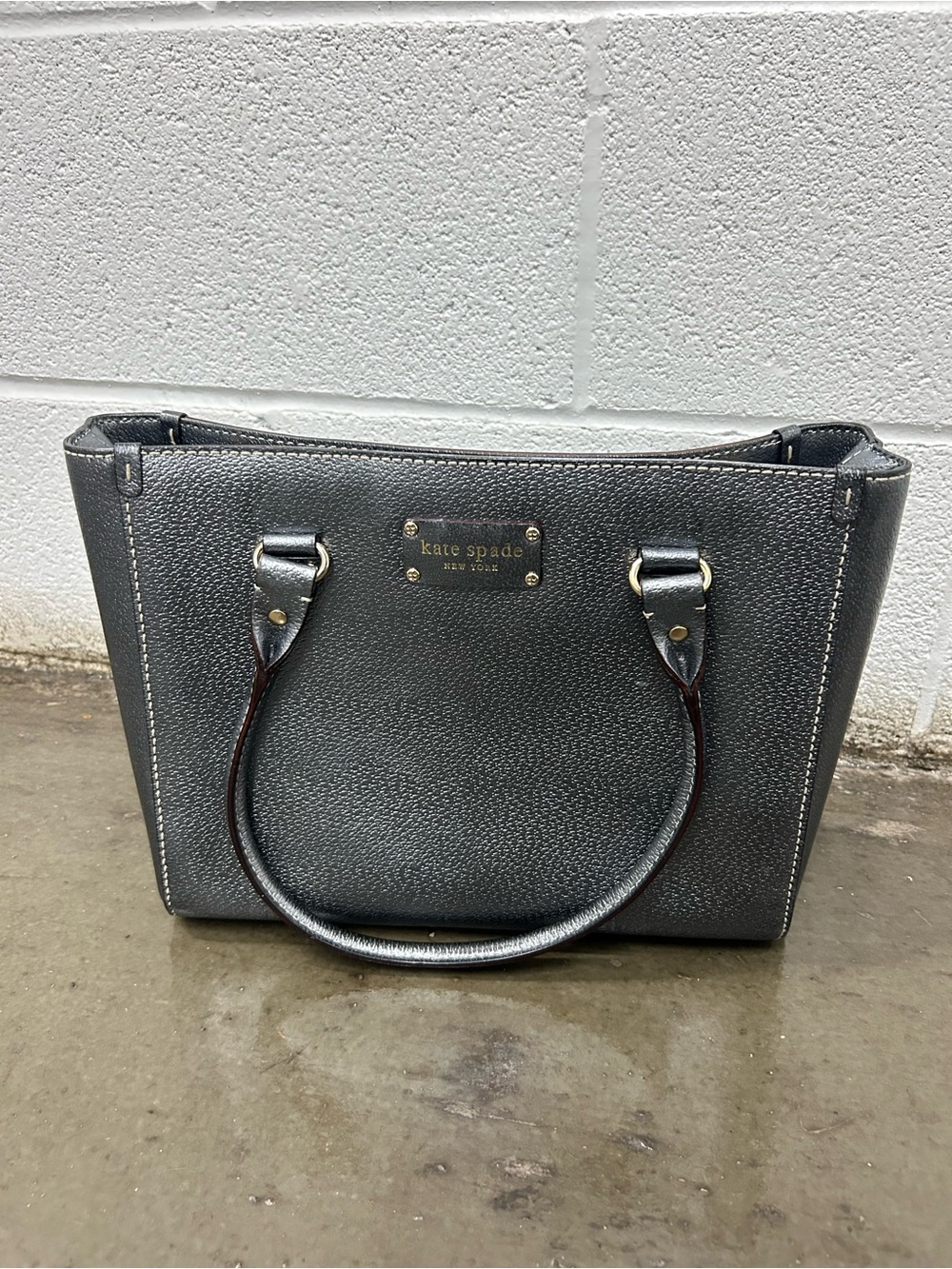 kate spade Metallic Black Pebbled Leather Tote